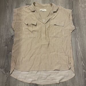 Women's LOFT Striped Short Sleeve Collared Blouse- Size Small- Pre-owned